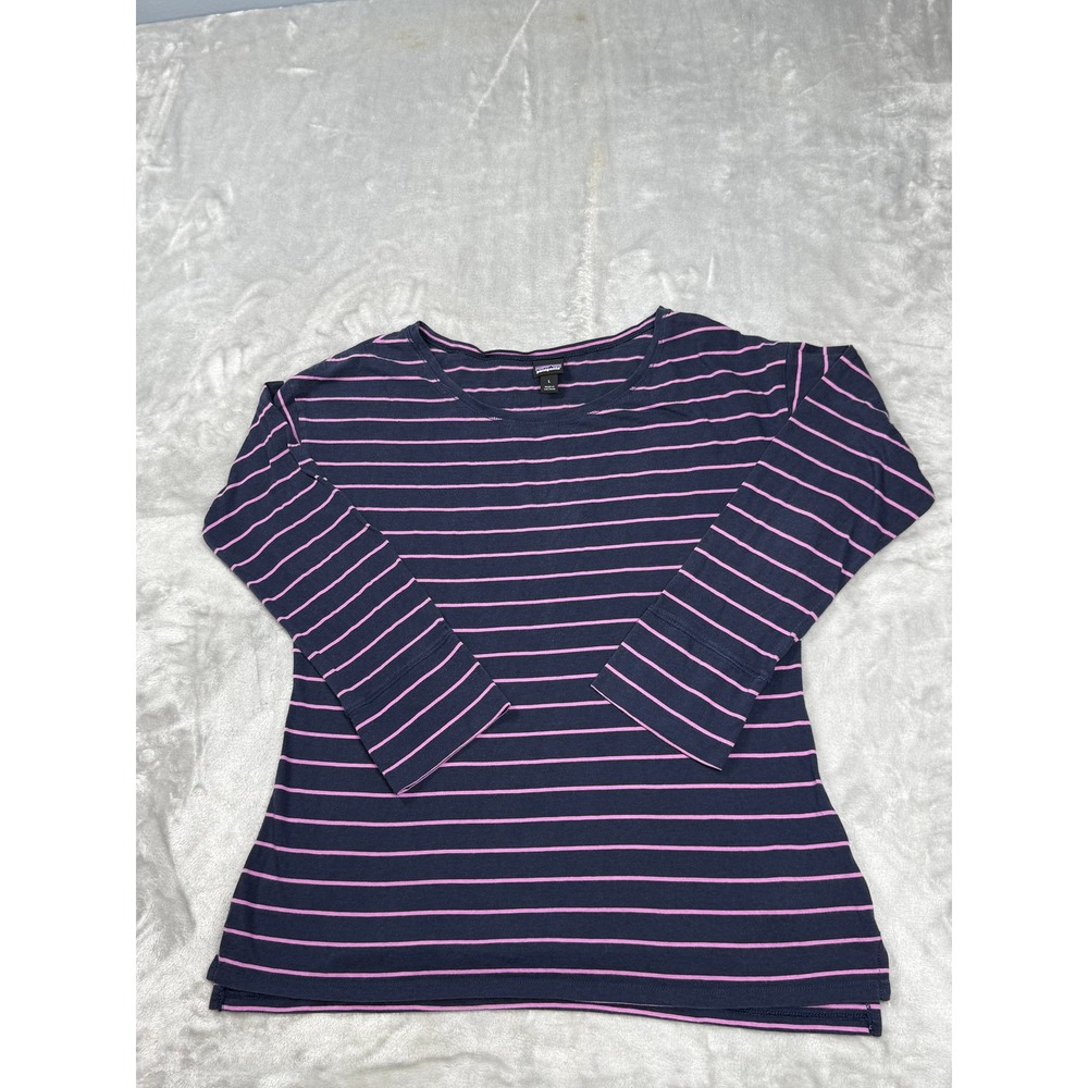 Patagonia Women's Shallow Seas 3/4 Sleeve Top Striped Organic Cotton Top L/S
